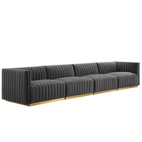 Modway Conjure Channel Tufted Performance Velvet 4-Piece Sofa - EEI-5845  2