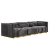 Modway Conjure Channel Tufted Performance Velvet Sofa - EEI-5843  2