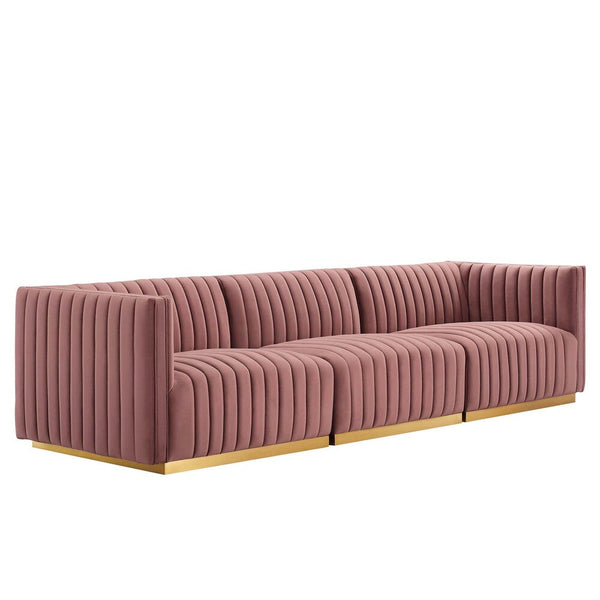 Modway Conjure Channel Tufted Performance Velvet Sofa - EEI-5843  1