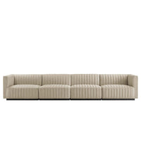 Modway Conjure Channel Tufted Upholstered Fabric 4-Piece Sofa - EEI-5789  3