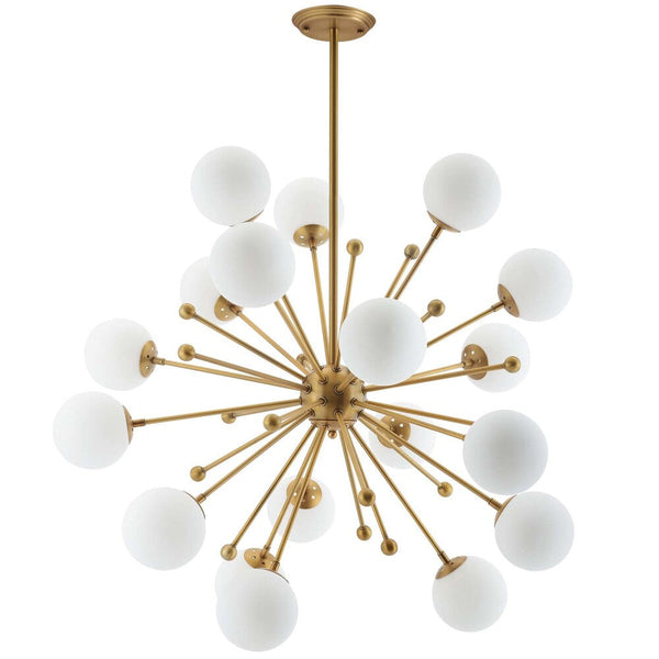 Modway Constellation White Glass and Brass Pendant Chandelier - EEI-3077