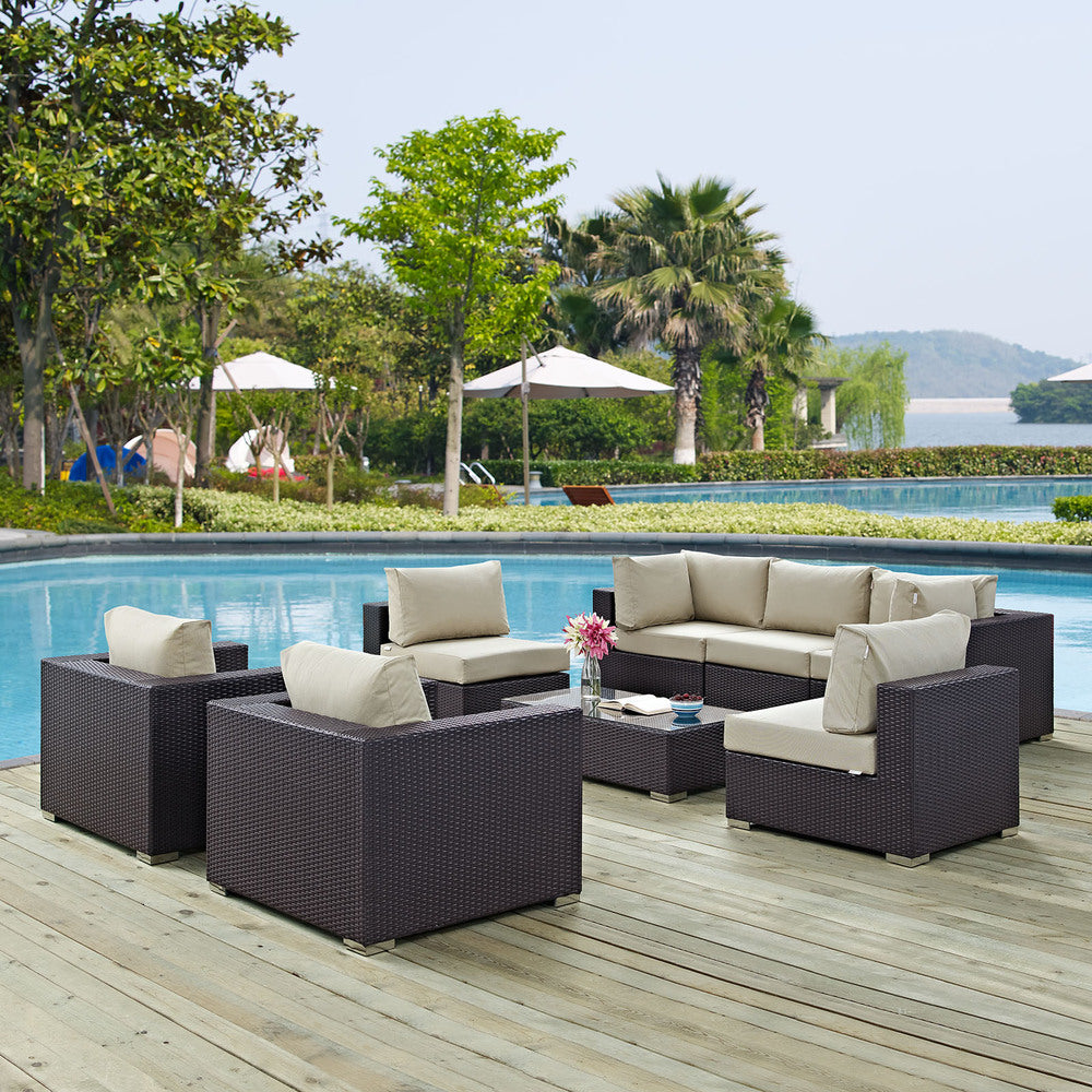 Modway Convene 8 Piece Outdoor Patio Sectional Set - EEI-2203  11