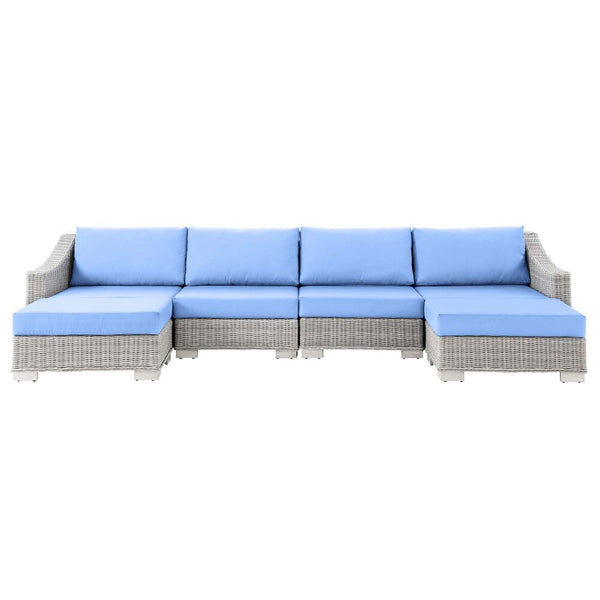 Modway Conway Outdoor Patio Wicker Rattan 6-Piece Sectional Sofa Furniture Set - EEI-5099  1