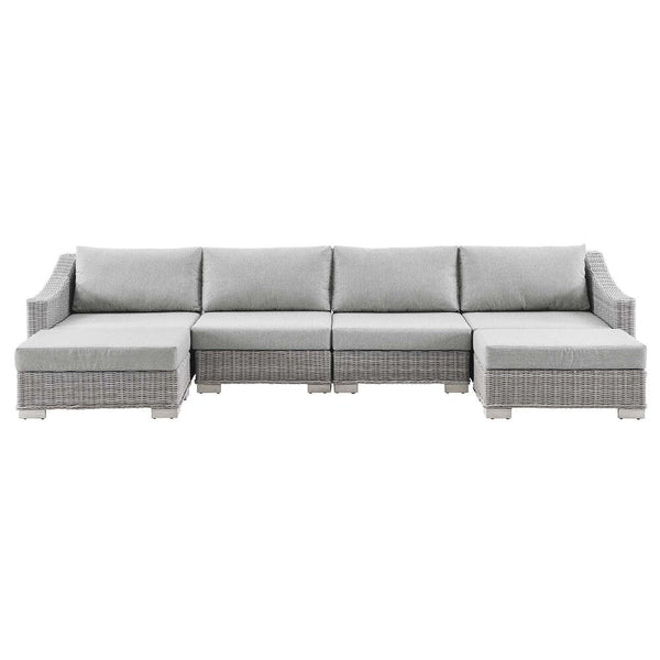 Modway Conway Outdoor Patio Wicker Rattan 6-Piece Sectional Sofa Furniture Set - EEI-5099