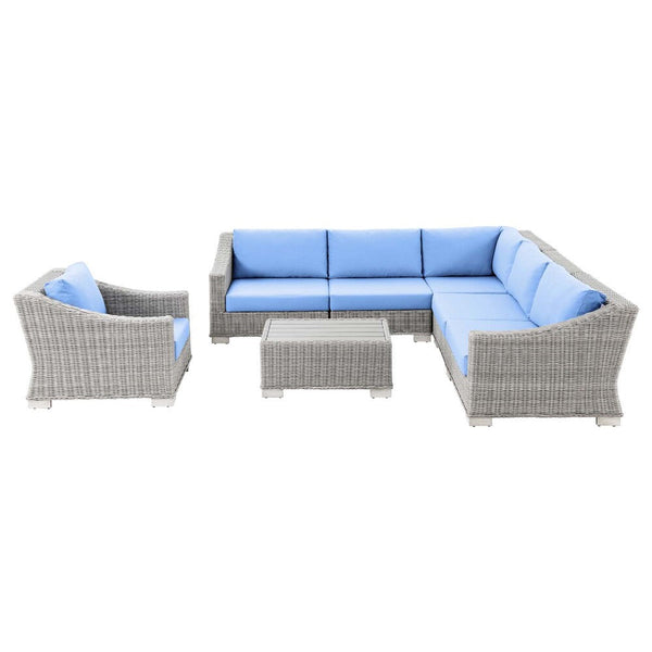 Modway Conway Outdoor Patio Wicker Rattan 7-Piece Sectional Sofa Furniture Set - EEI-5098  1