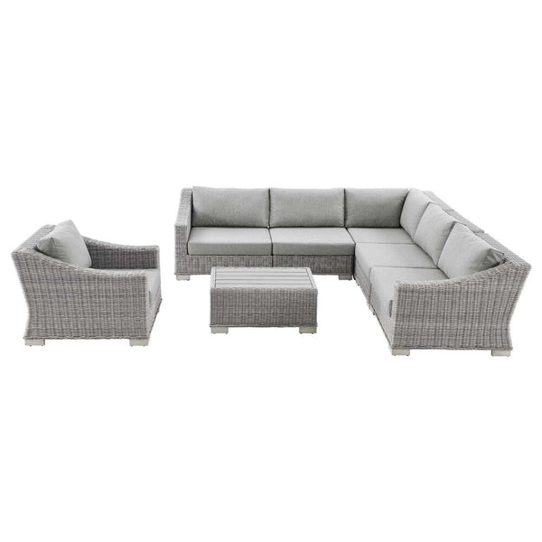 Modway Conway Outdoor Patio Wicker Rattan 7-Piece Sectional Sofa Furniture Set - EEI-5098