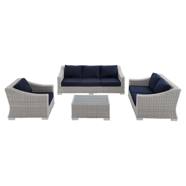 Modway Conway Sunbrella® Outdoor Patio Wicker Rattan 4-Piece Furniture Set - EEI-4355  1