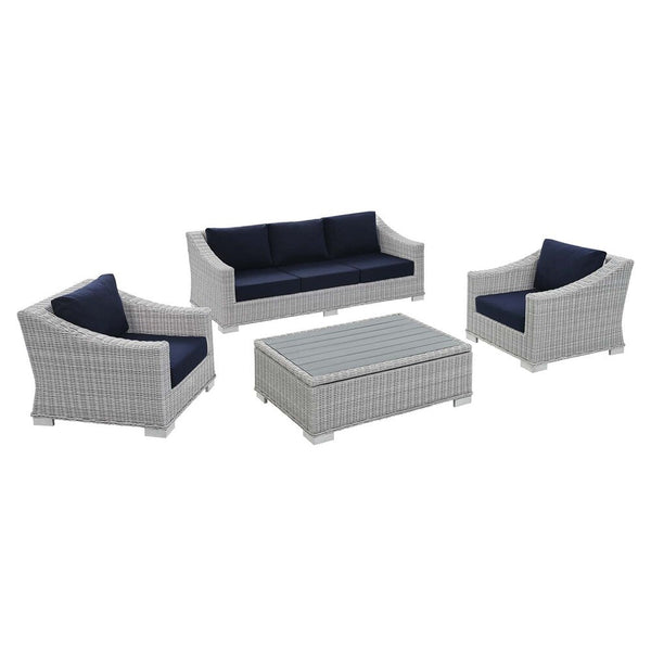 Modway Conway Sunbrella® Outdoor Patio Wicker Rattan 4-Piece Furniture Set - EEI-4359  1