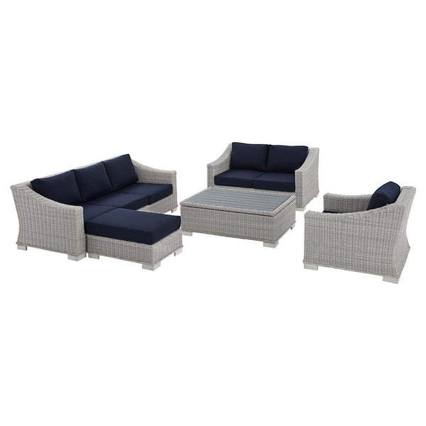 Modway Conway Sunbrella® Outdoor Patio Wicker Rattan 5-Piece Furniture Set - EEI-4356  1