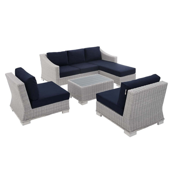 Modway Conway Sunbrella® Outdoor Patio Wicker Rattan 5-Piece Furniture Set - EEI-4361