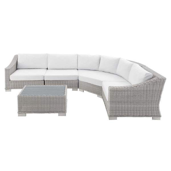 Modway Conway Sunbrella® Outdoor Patio Wicker Rattan 5-Piece Sectional Sofa Set - EEI-4357  1