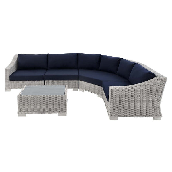 Modway Conway Sunbrella® Outdoor Patio Wicker Rattan 5-Piece Sectional Sofa Set - EEI-4357