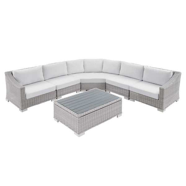 Modway Conway Sunbrella® Outdoor Patio Wicker Rattan 6-Piece Sectional Sofa Set - EEI-4358  1