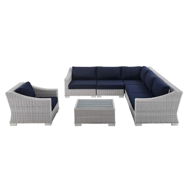 Modway Conway Sunbrella® Outdoor Patio Wicker Rattan 7-Piece Sectional Sofa Set - EEI-4362