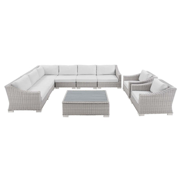 Modway Conway Sunbrella® Outdoor Patio Wicker Rattan 9-Piece Sectional Sofa Set - EEI-4360  1