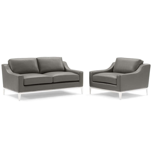 Modway Harness Stainless Steel Base Leather Loveseat & Armchair Set - EEI-4200