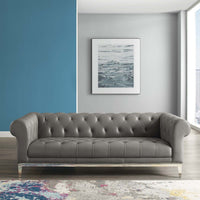 Modway Idyll Tufted Button Upholstered Leather Chesterfield Sofa - EEI-3441  6