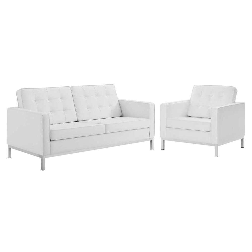 Modway Loft Tufted Upholstered Faux Leather Loveseat and Armchair Set - EEI-4102  3