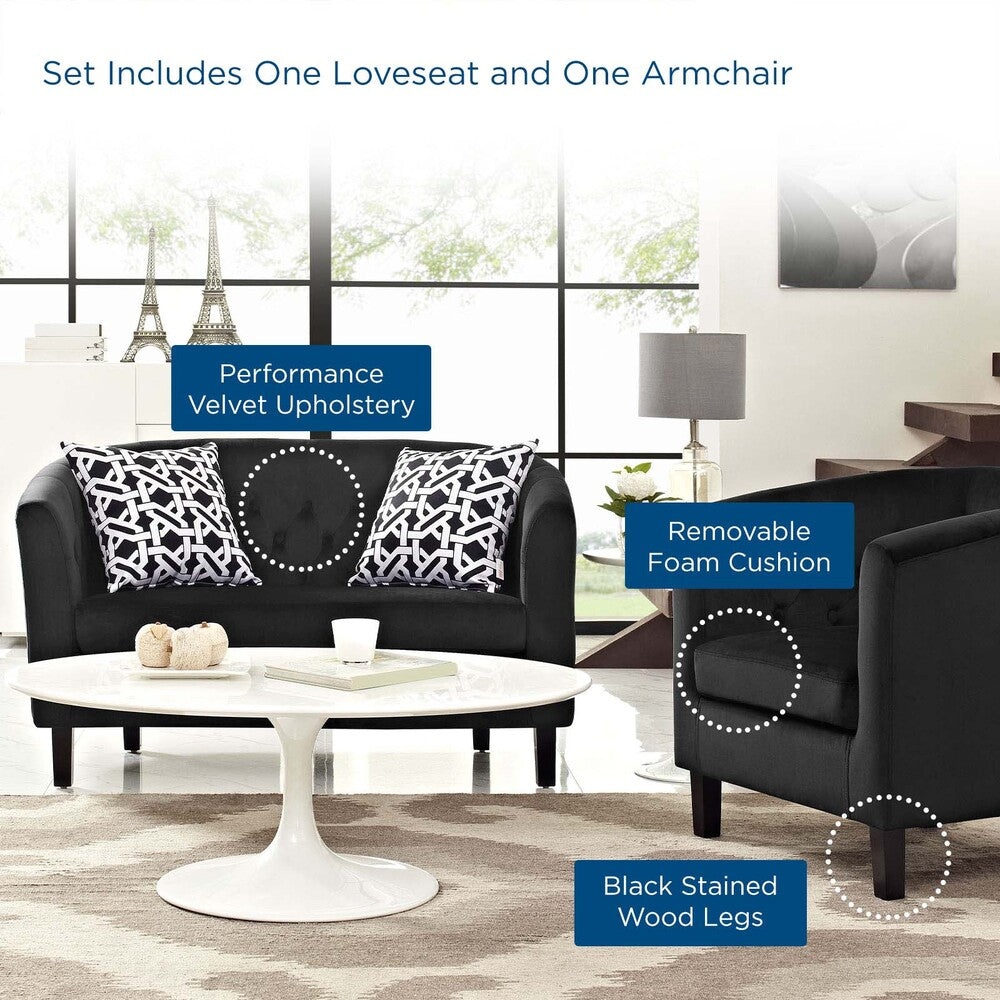 Modway Prospect 2 Piece Performance Velvet Loveseat and Armchair Set - EEI-3154  8