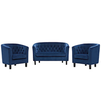 Modway Prospect 3 Piece Performance Velvet Loveseat and Armchair Set - EEI-3152  3