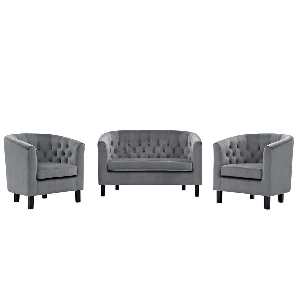 Modway Prospect 3 Piece Performance Velvet Loveseat and Armchair Set - EEI-3152  1