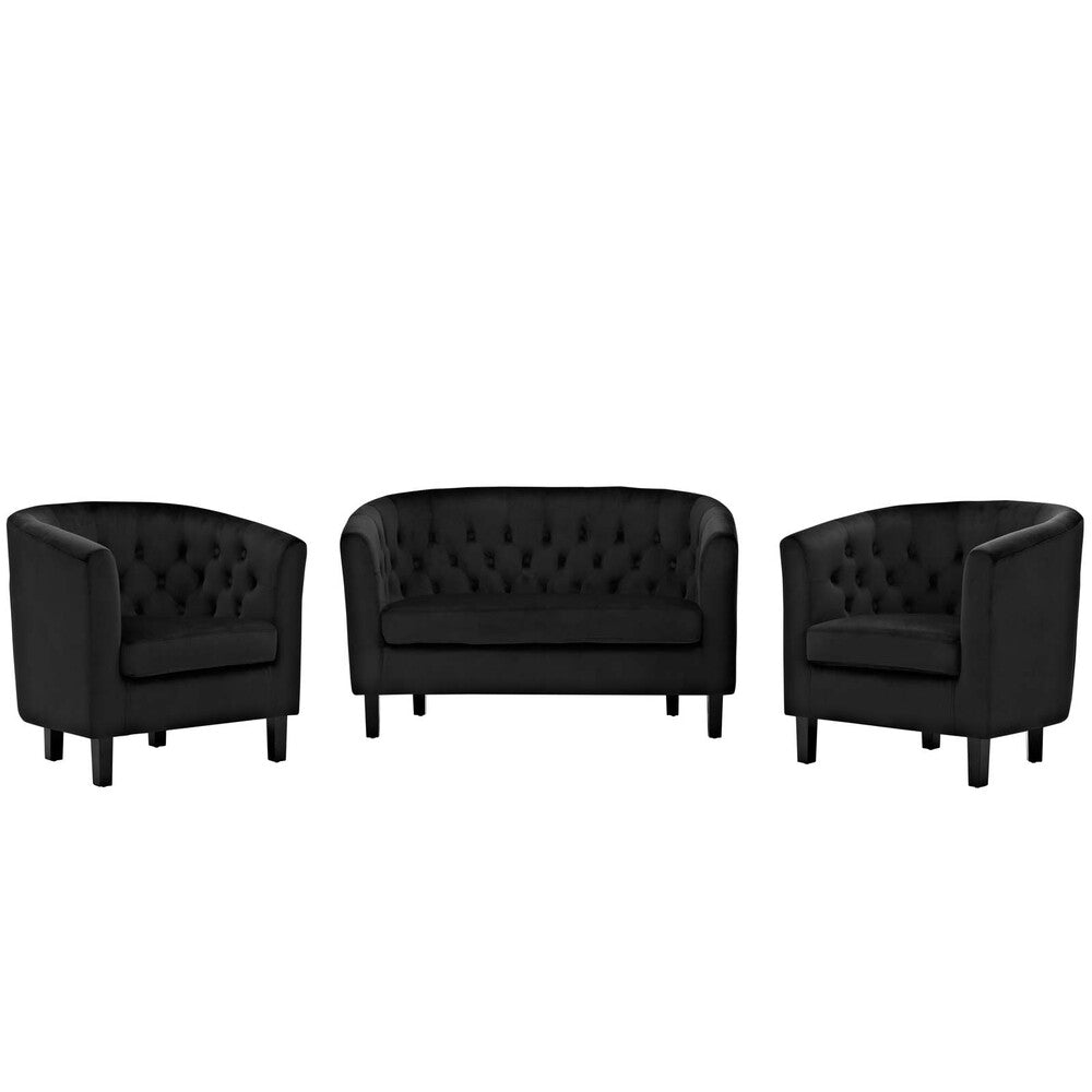 Modway Prospect 3 Piece Performance Velvet Loveseat and Armchair Set - EEI-3152