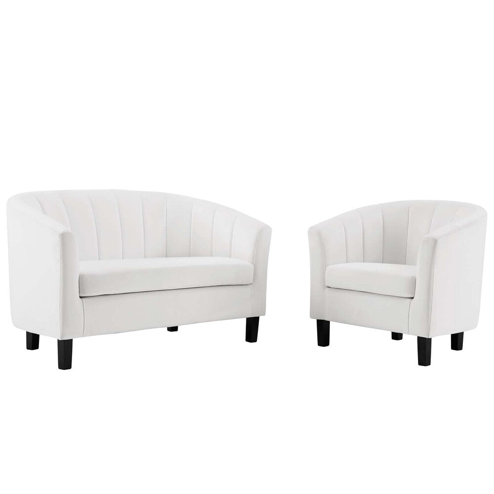 Modway Prospect Channel Tufted Performance Velvet Loveseat and Armchair Set - EEI-4146  2