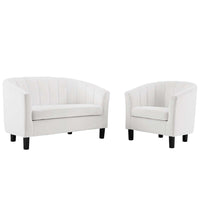 Modway Prospect Channel Tufted Performance Velvet Loveseat and Armchair Set - EEI-4146  2