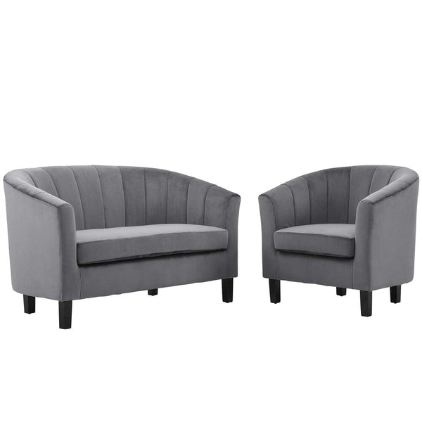 Modway Prospect Channel Tufted Performance Velvet Loveseat and Armchair Set - EEI-4146  1