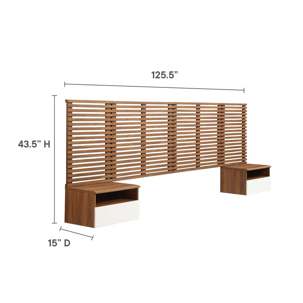 Modway Render Wall Mount King Headboard and Modern Nightstands - MOD-7114  4