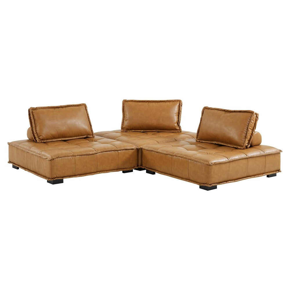 Modway Saunter Tufted Vegan Leather Vegan Leather 3-Piece Sofa - EEI-5207  3