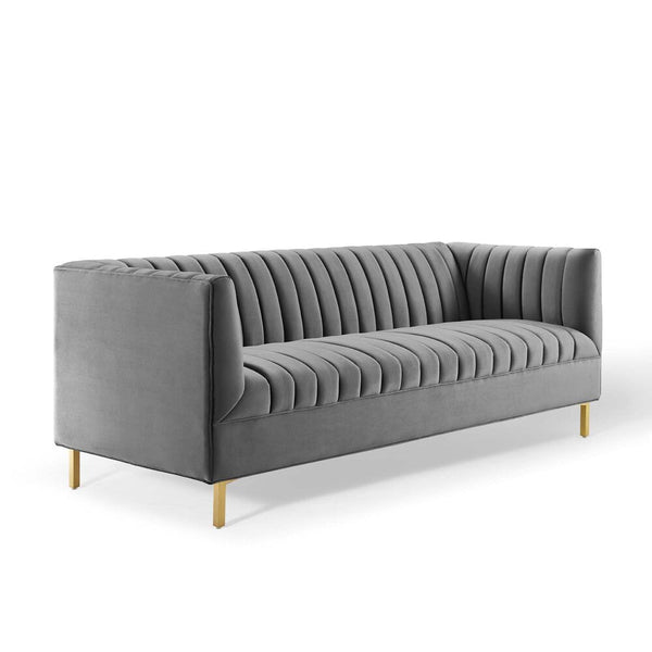 Modway Shift Channel Tufted Performance Velvet Sofa - EEI-4132  1