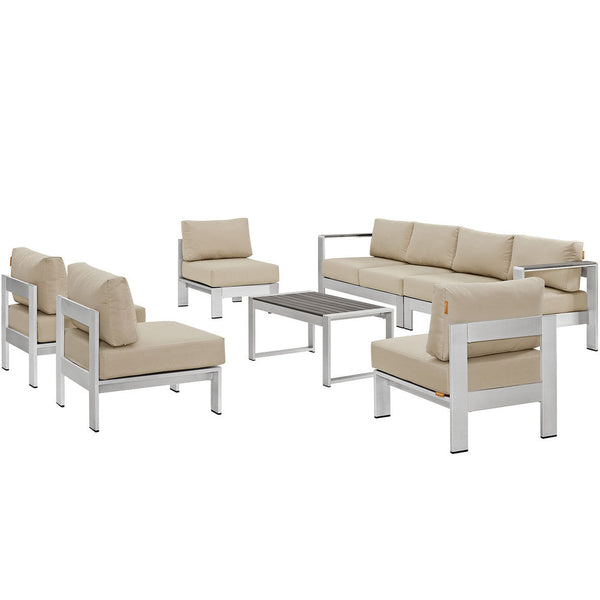 Modway Shore 7 Piece Outdoor Patio Sectional Sofa Set - EEI-2566