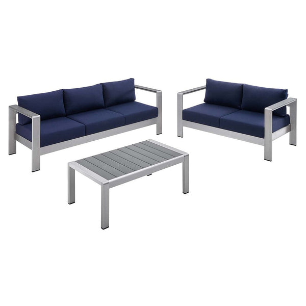 Modway Shore Sunbrella® Fabric Outdoor Patio Aluminum 3 Piece Set - EEI-4313  1