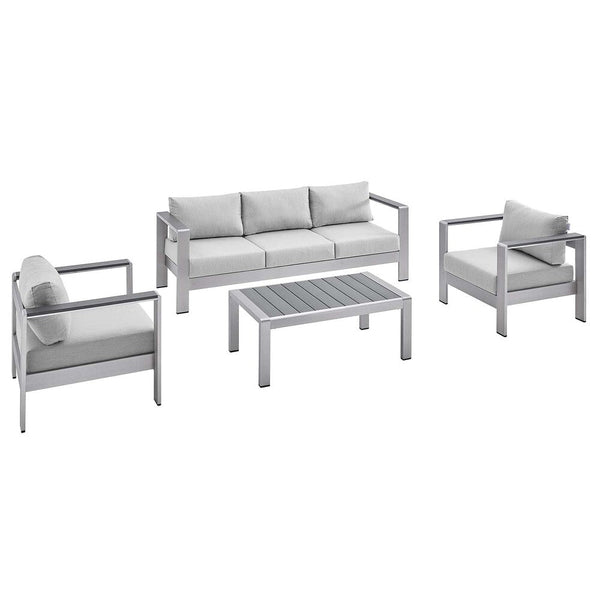 Modway Shore Sunbrella® Fabric Outdoor Patio Aluminum 4 Piece Set - EEI-4316