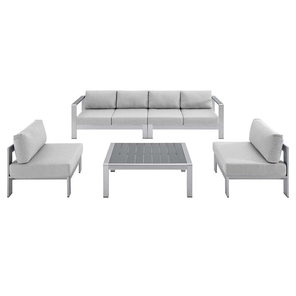 Modway Shore Sunbrella® Fabric Outdoor Patio Aluminum 5 Piece Sectional Sofa Set - EEI-4318