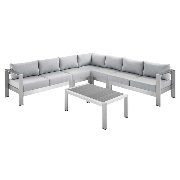 Modway Shore Sunbrella® Fabric Outdoor Patio Aluminum 6 Piece Sectional Sofa Set - EEI-4319