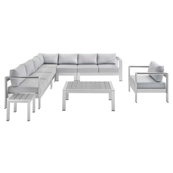 Modway Shore Sunbrella® Fabric Outdoor Patio Aluminum 8 Piece Sectional Sofa Set - EEI-4321