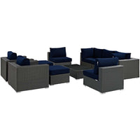 Modway Sojourn 10 Piece Outdoor Patio Sunbrella® Sectional Set - EEI-1888  2