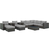 Modway Sojourn 10 Piece Outdoor Patio Sunbrella® Sectional Set - EEI-1888  1