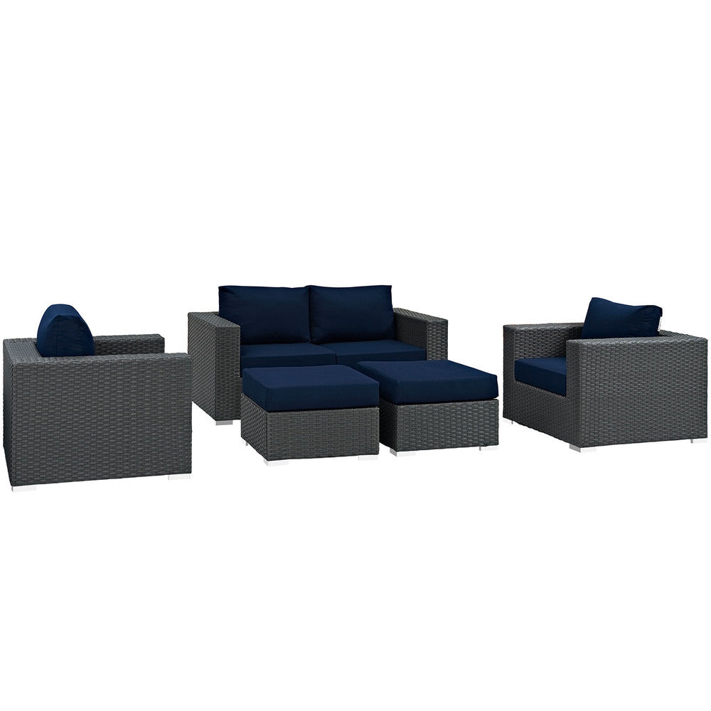 Modway Sojourn 5 Piece Outdoor Patio Sunbrella® Sectional Set - EEI-1879  2