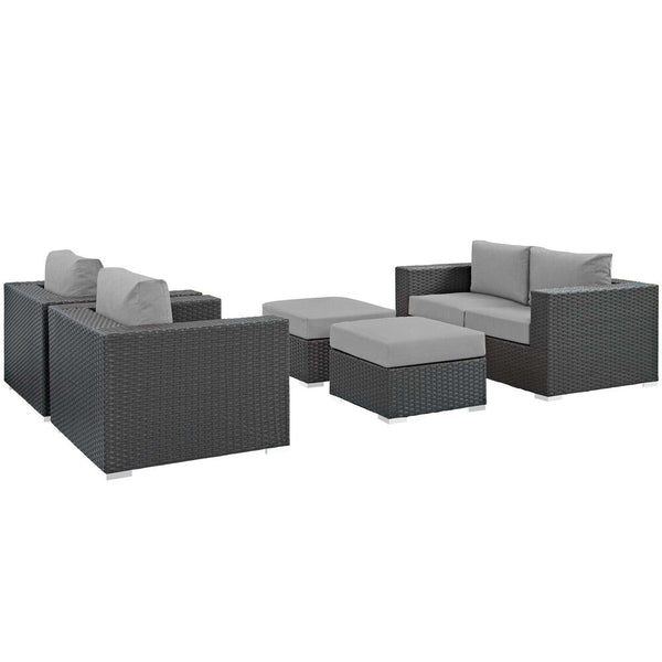 Modway Sojourn 5 Piece Outdoor Patio Sunbrella® Sectional Set - EEI-1879  1