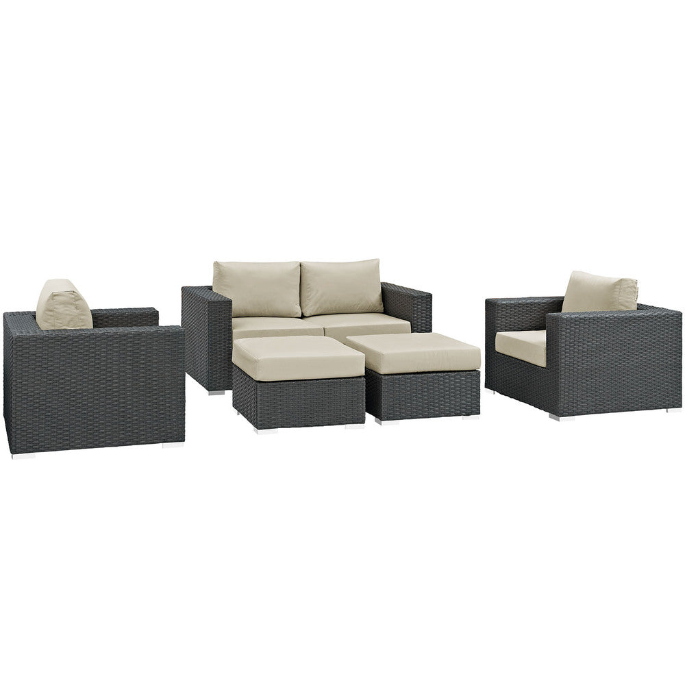 Modway Sojourn 5 Piece Outdoor Patio Sunbrella® Sectional Set - EEI-1879