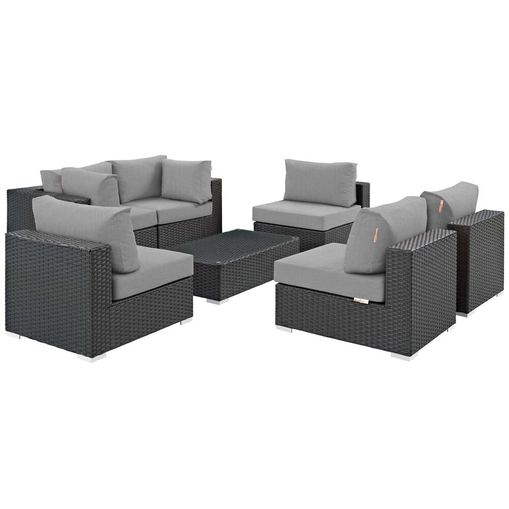 Modway Sojourn 7 Piece Outdoor Patio Sunbrella® Sectional Set - EEI-1883  1