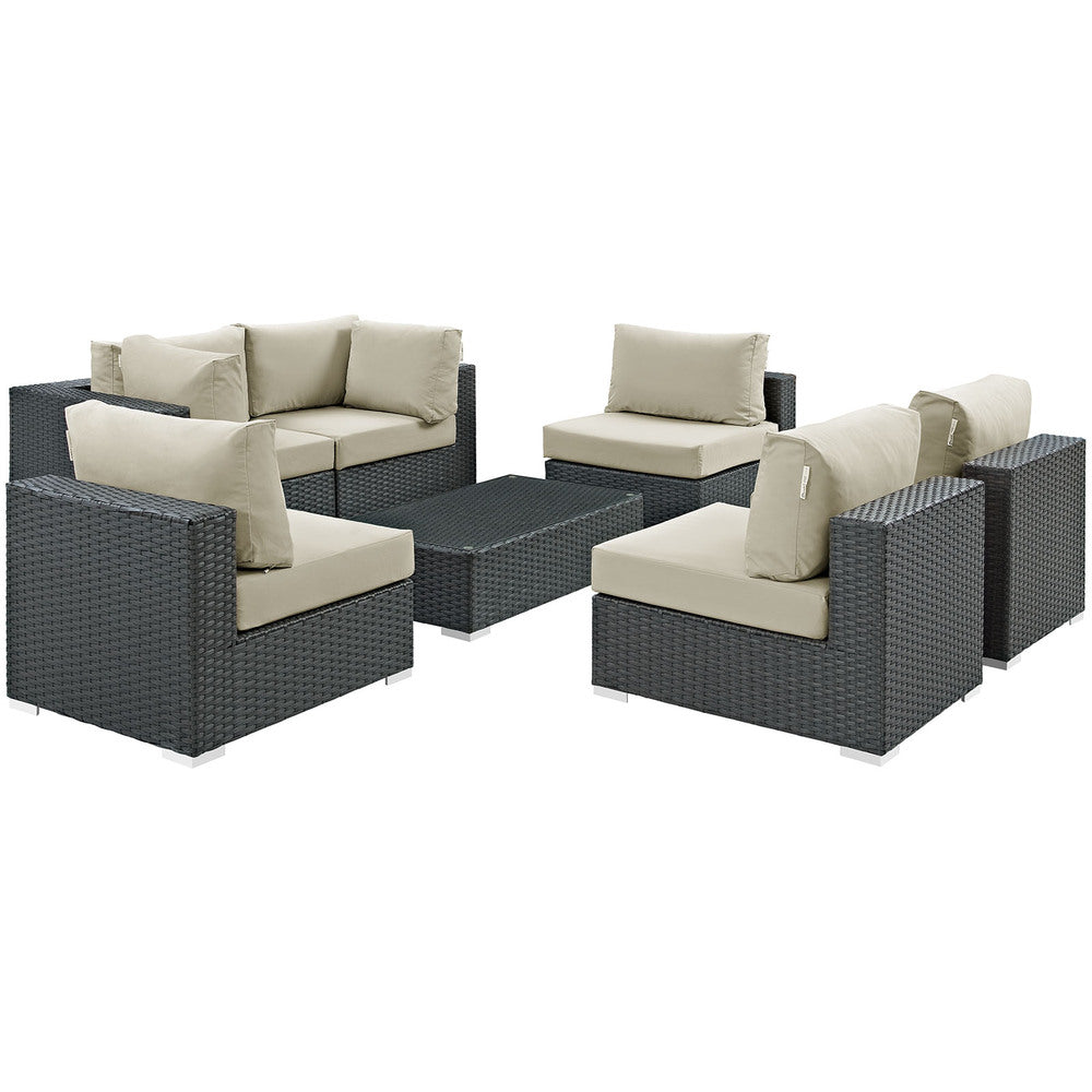 Modway Sojourn 7 Piece Outdoor Patio Sunbrella® Sectional Set - EEI-1883