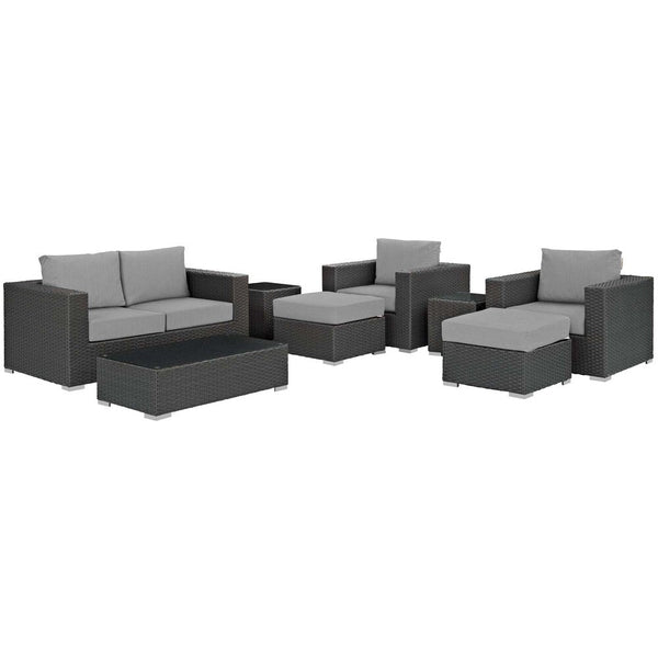 Modway Sojourn 8 Piece Outdoor Patio Sunbrella® Sectional Set - EEI-1880  1