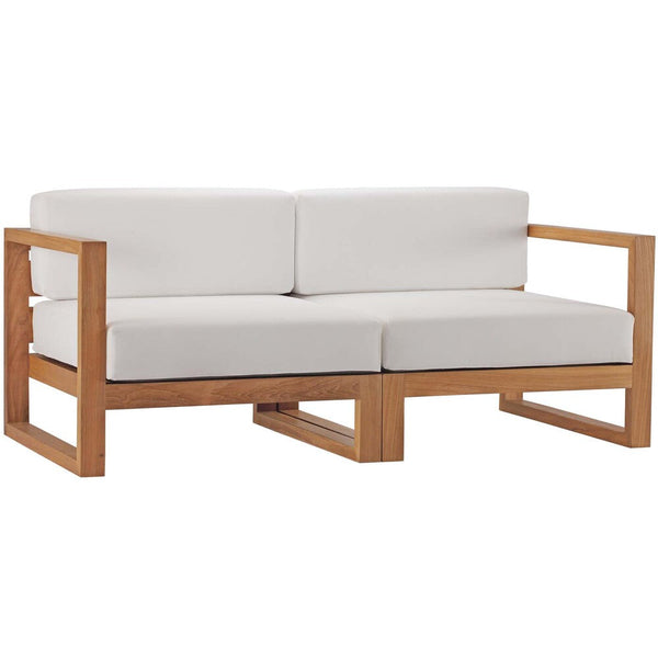 Modway Upland Outdoor Patio Teak Wood 2-Piece Sectional Sofa Loveseat - EEI-4256