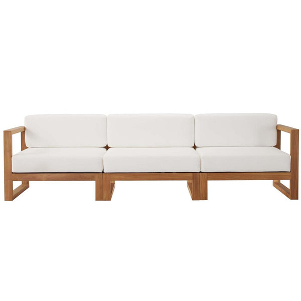 Modway Upland Outdoor Patio Teak Wood 3-Piece Sectional Sofa Set - EEI-4254