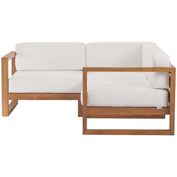 Modway Upland Outdoor Patio Teak Wood 3-Piece Sectional Sofa Set - EEI-4255  1