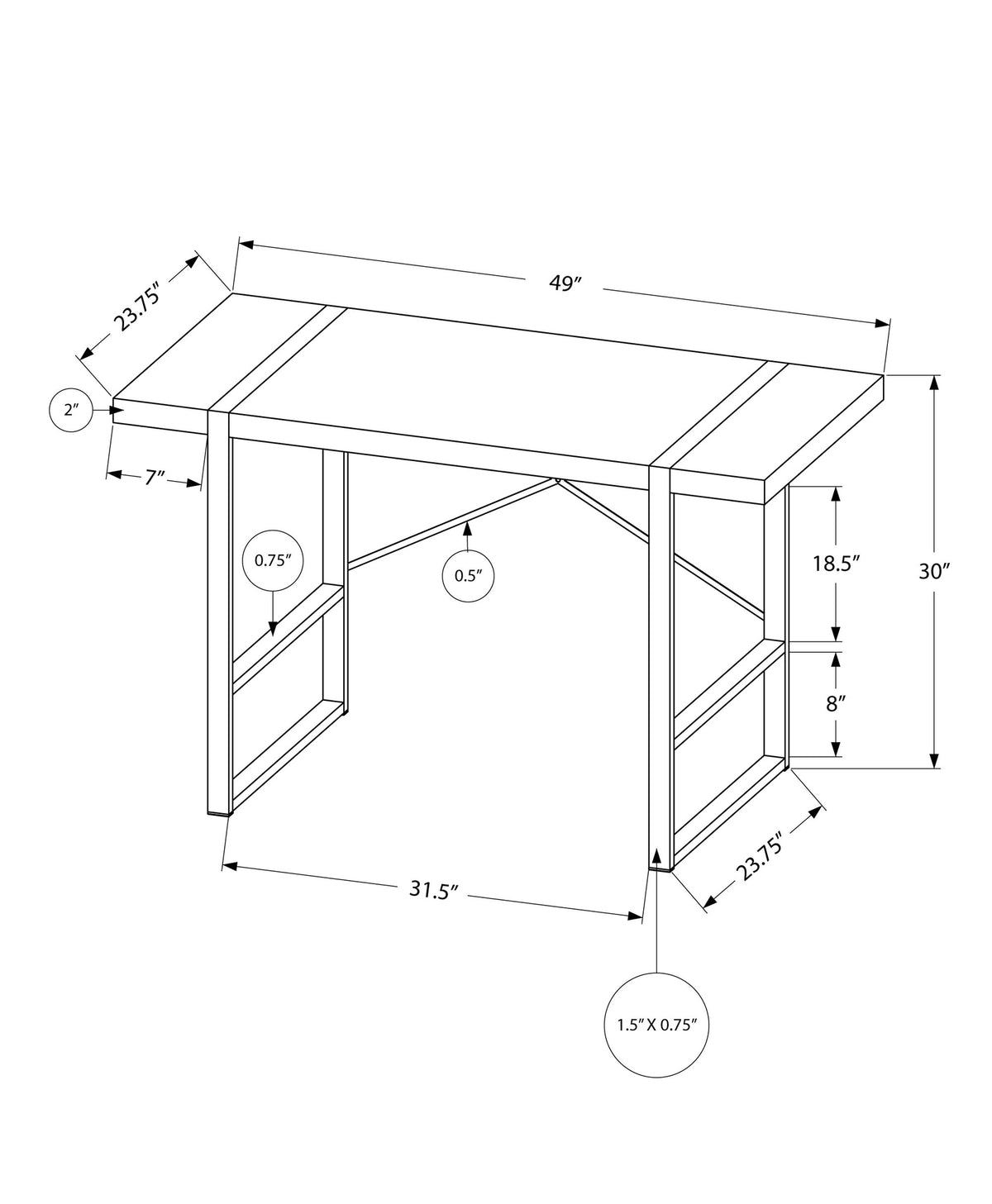 24" White and Black Computer Desk